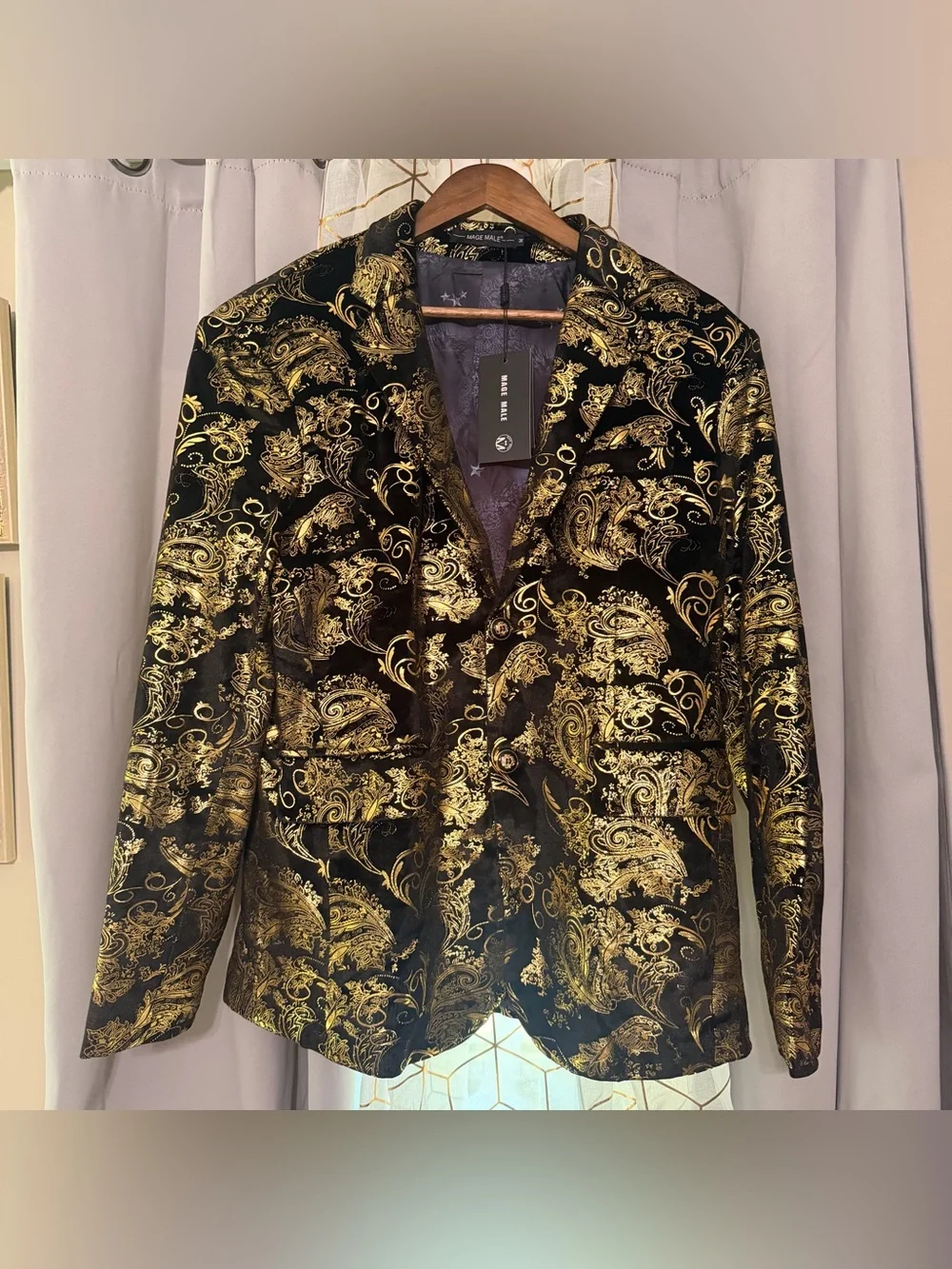 MAGE MALE Mens PartyFloral SuitJacket NotchedLapel SlimFit2-Button Size M NWT A5